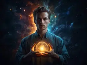 imagem de um homem segurando uma esfera de luz representando Transformação Pessoal e Motivação Blog Meteoro Motivador